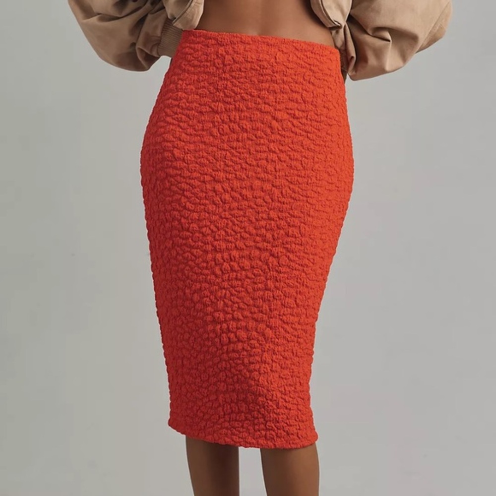 Anthropologie Textured Orange Pencil Skirt
